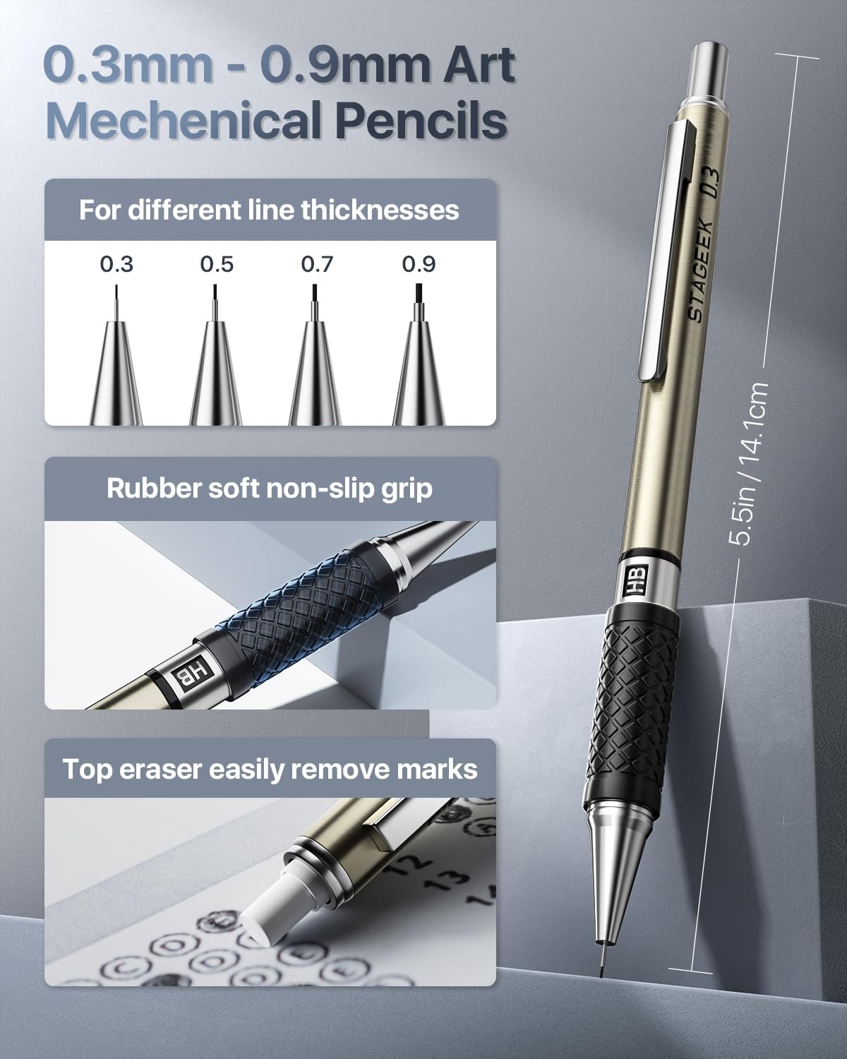 STAGEEK Mechanical Pencil Set with Case 37 Count, 37 Count (Pack of 1)