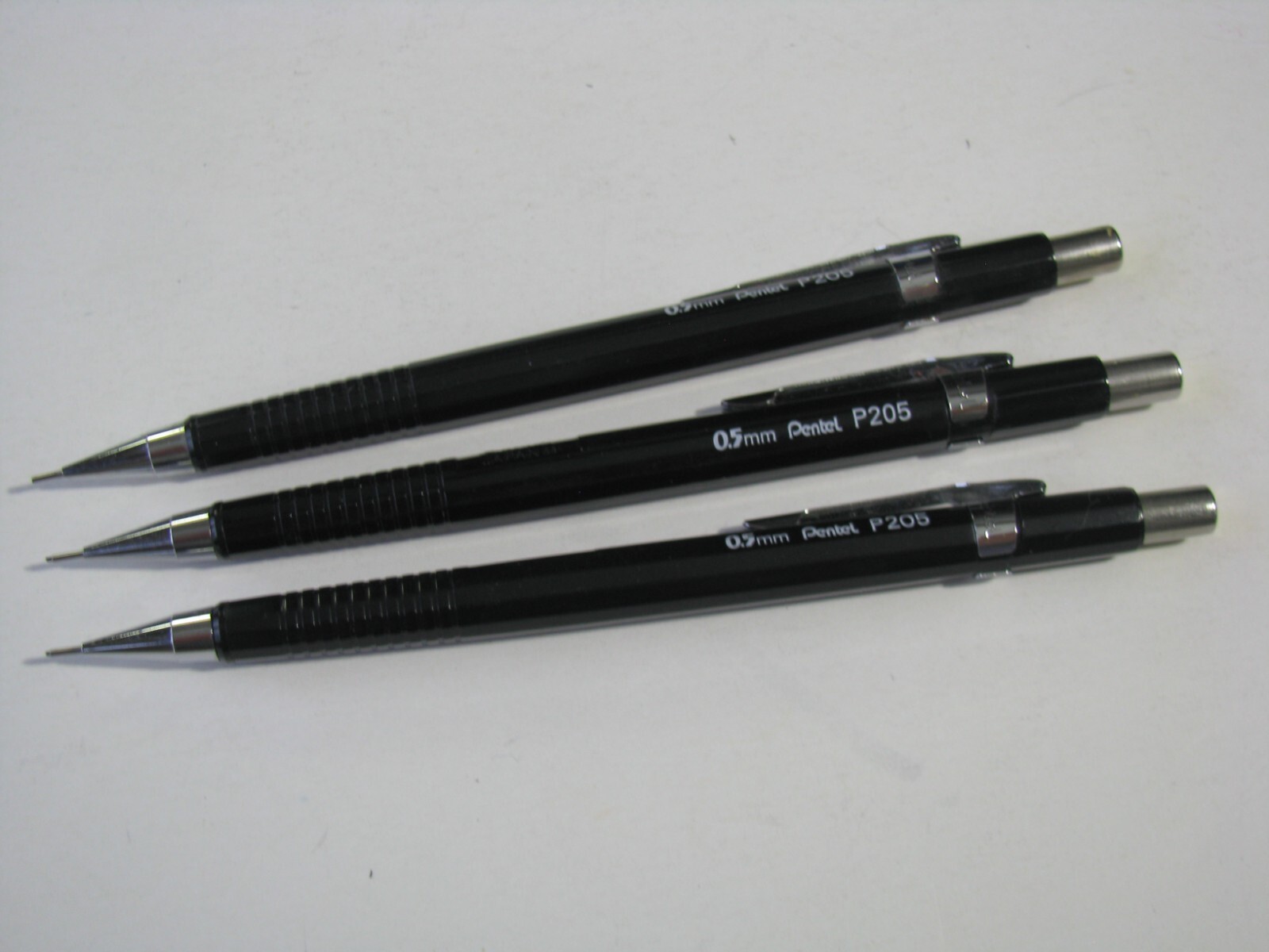 3 pc Lot Set Pentel Sharp Mechanical Drafting Pencils 0.5 mm Black Barrel P205