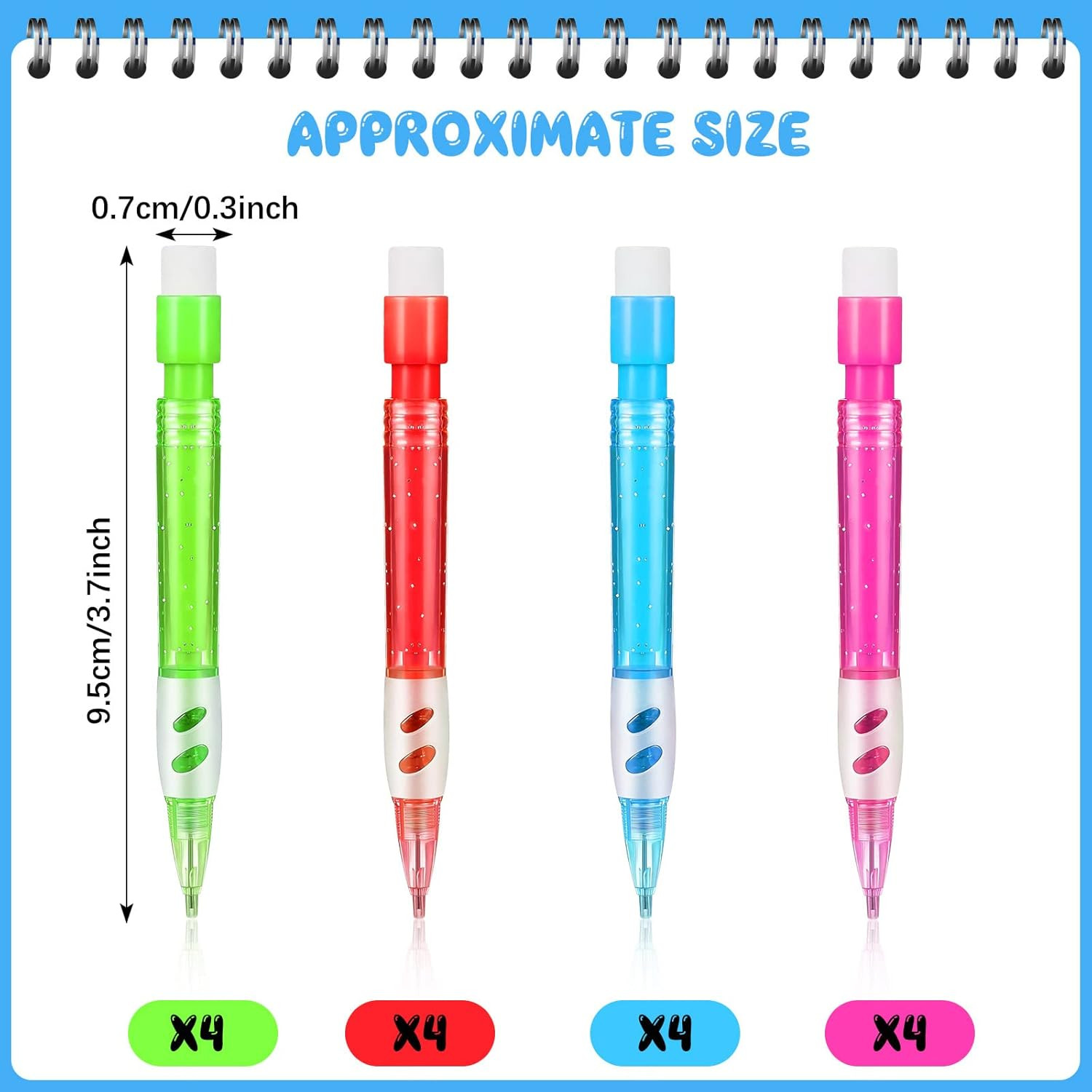 Assorted Mini Mechanical Pencils 0.7 Mm Automatic Pencils with Mini Erasers Pens