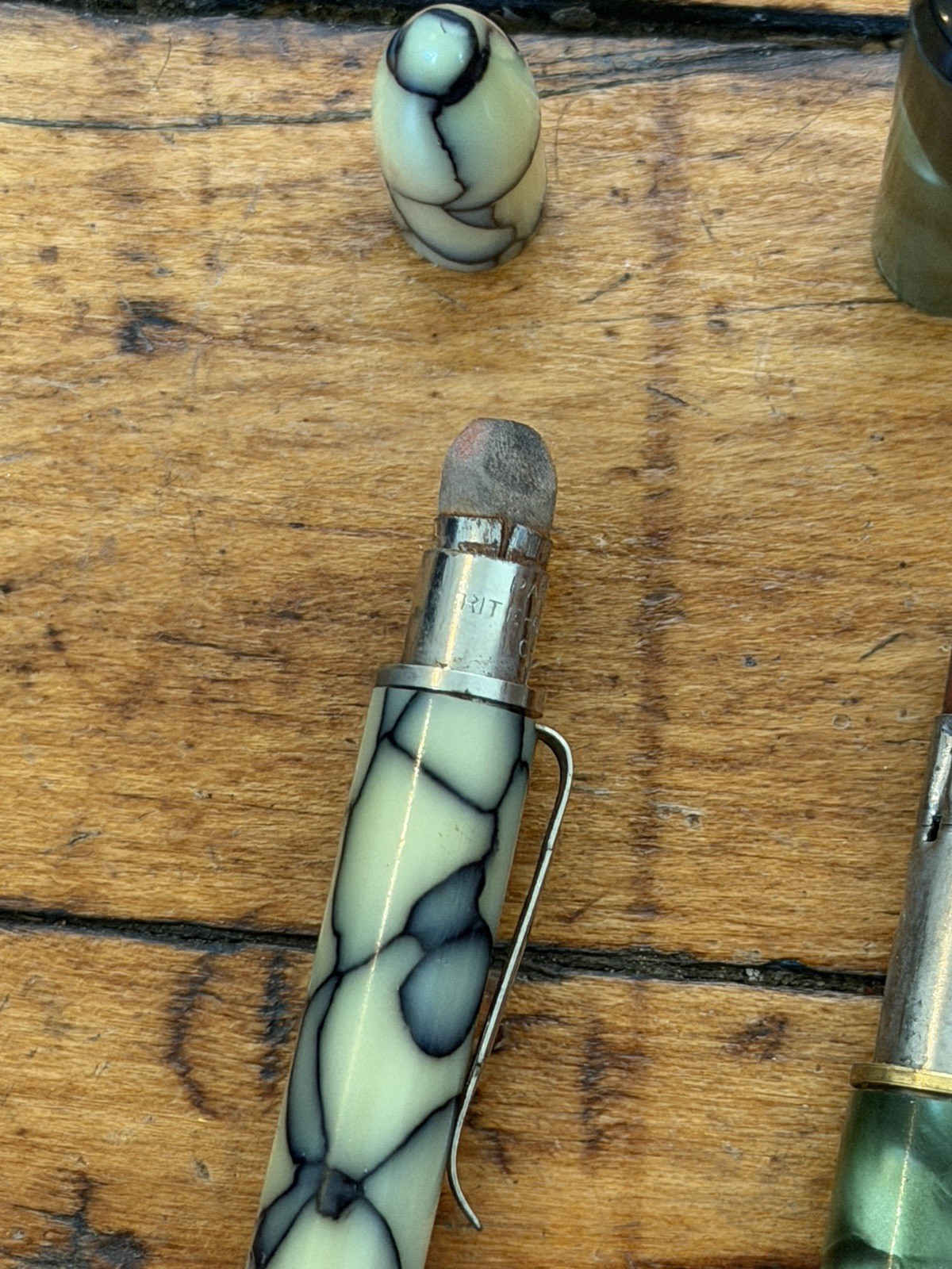 Vintage Mechanical Pencil Lot of 2 Green Marble Rite Rite Unbranded