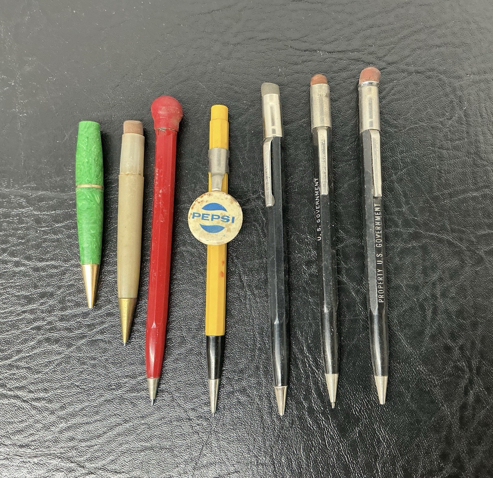 Vtg Lot of 7 Mechanical Pencil Marble Pepsi Mini Eagle Sheaffer Government