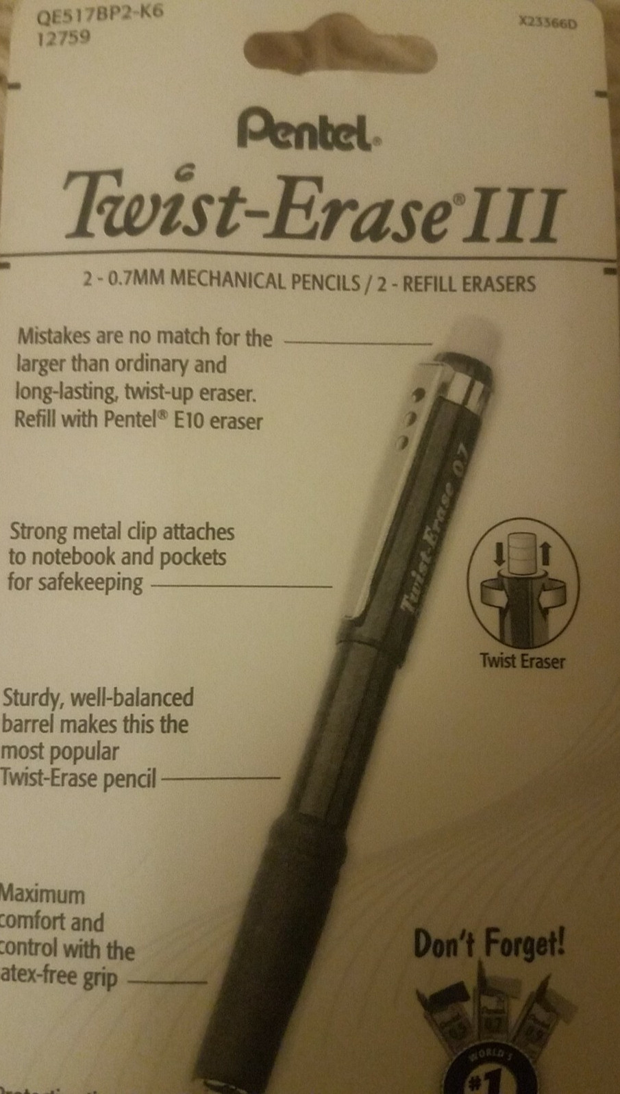 Pentel Twist-Erase III 0.7 MM Med