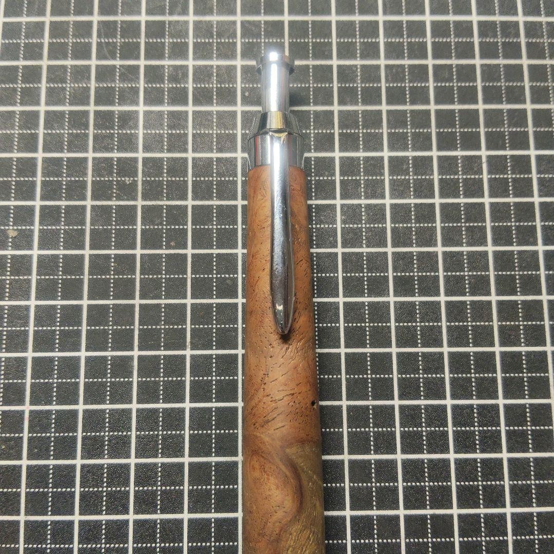 Handmade wood-shaft mechanical pencil, quince, red and white, 0.5mm, brass