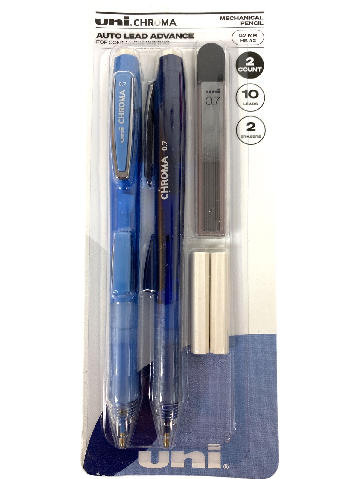 Uni-ball Chroma Mechanical Pencil w/ Lead/Eraser Refills, .7 mm, HB #2-Lot of 2