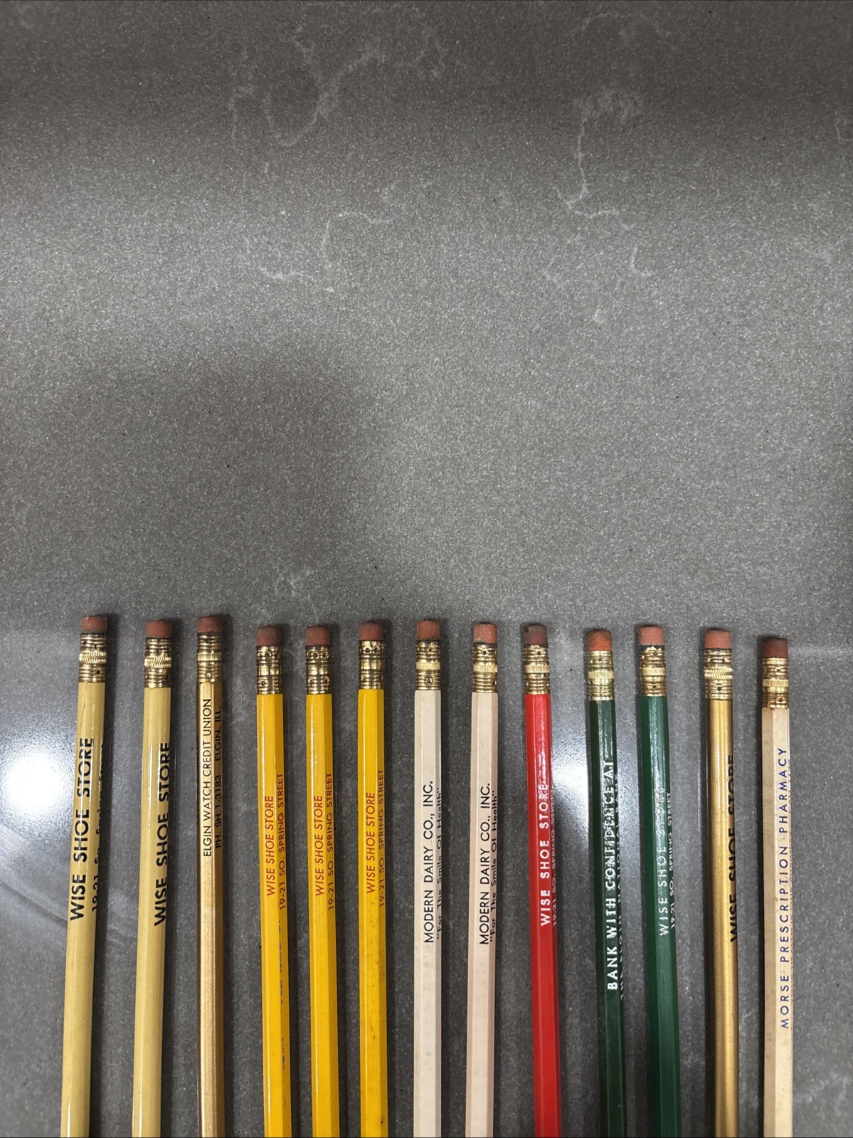 Lot 13 Vintage Advertising Pencils Elgin Illinois Wise Shoe Modern Dairy Morse