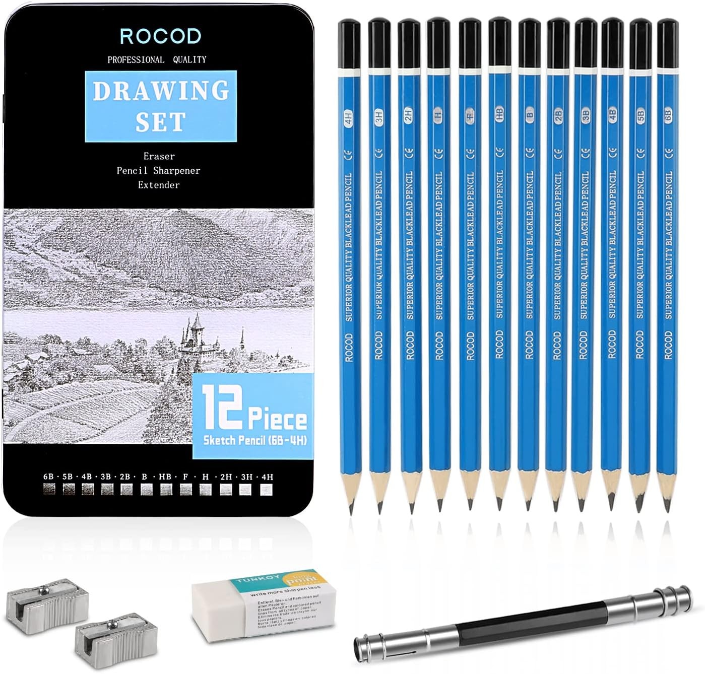 Profession Sketch Pencils 6B to 4H for Kids 1 Count (Pack of 16), Graphite