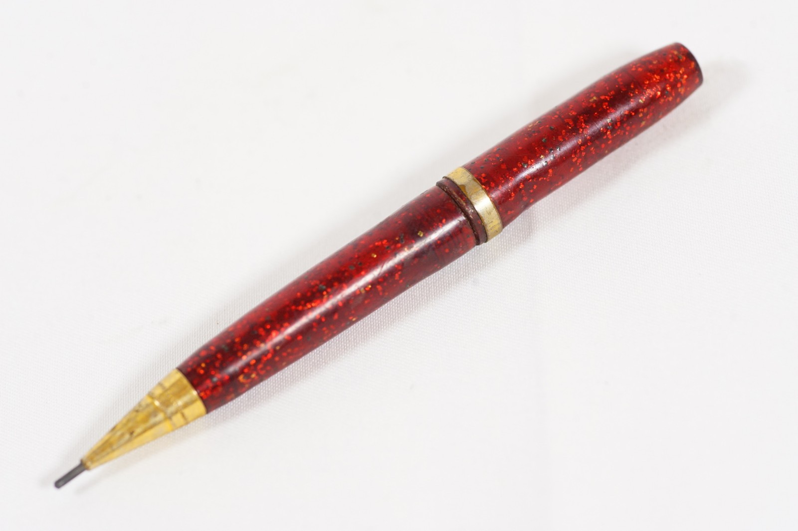 Pocket Mechanical Pencil Red Speckled Celluloid Pencil