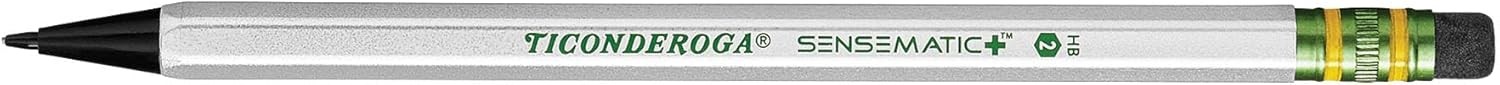 Ticonderoga Sensematic Mechanical Pencil, 1 Count (Pack of 2), Black,Silver