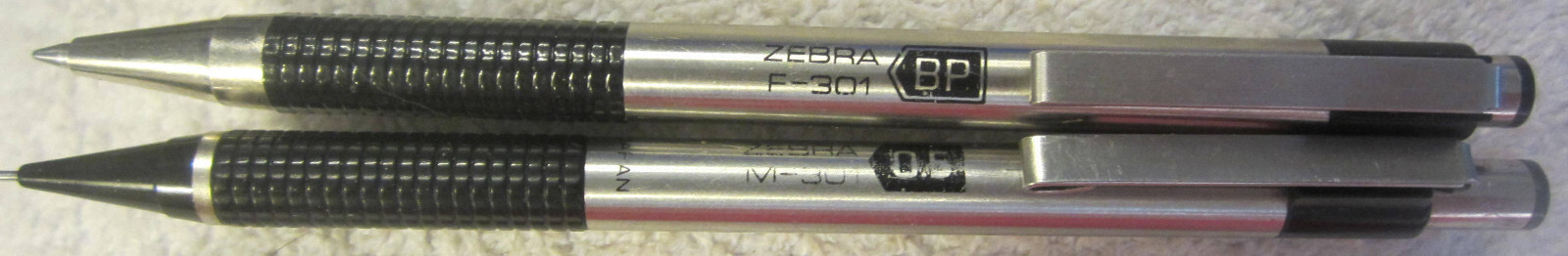 2 ad set lot, Zebra F-301 BP pen,M-301 .5 mm mechanical pencil,both work,VTG