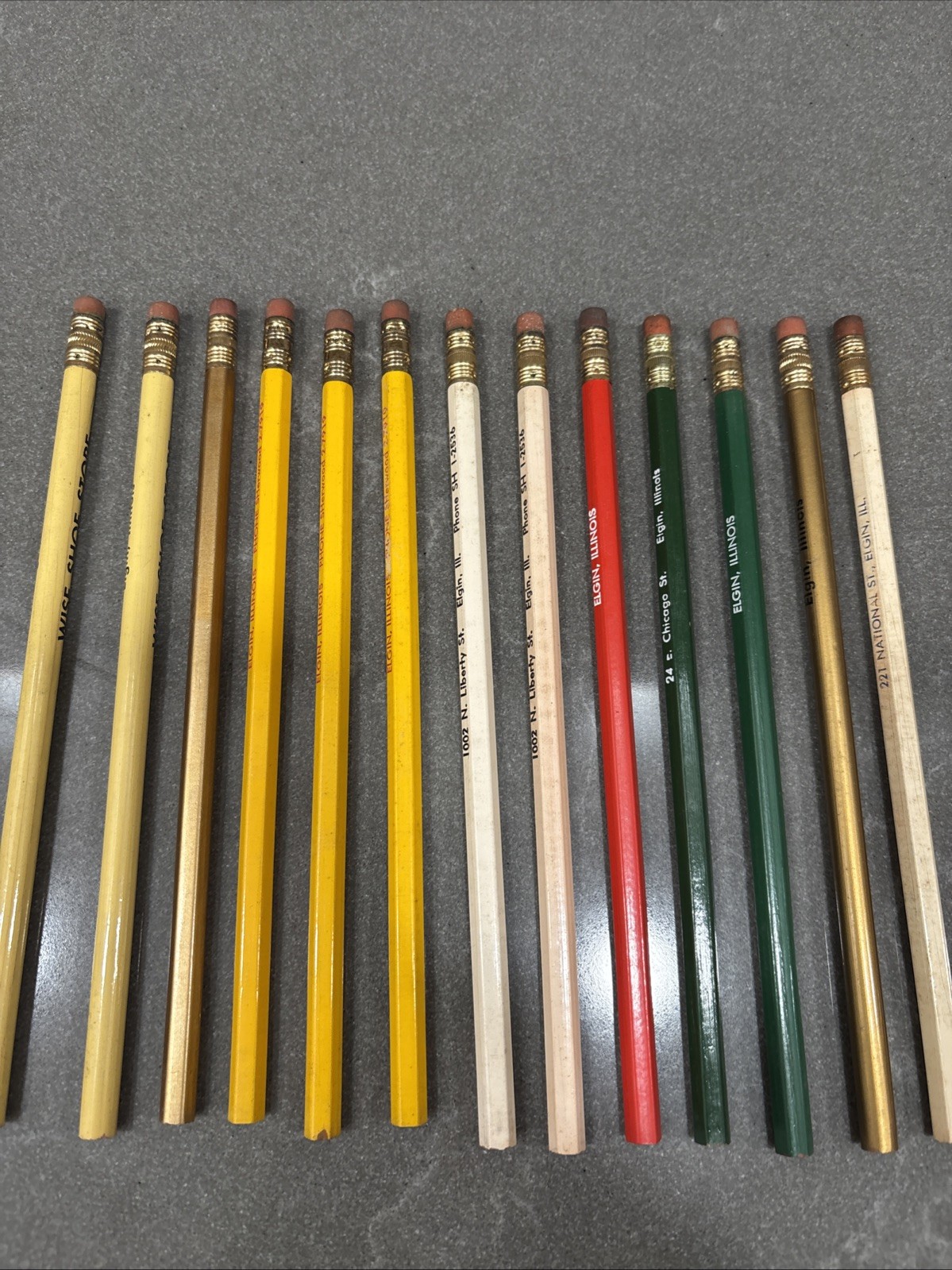 Lot 13 Vintage Advertising Pencils Elgin Illinois Wise Shoe Modern Dairy Morse
