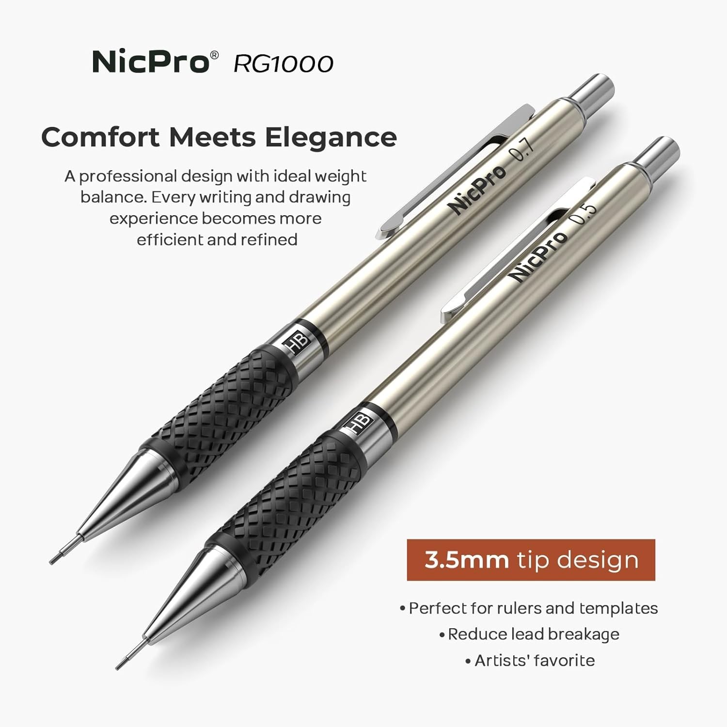 4-Piece Mechanical Pencil Set with Ergonomic Grip, Perfect for Sketching