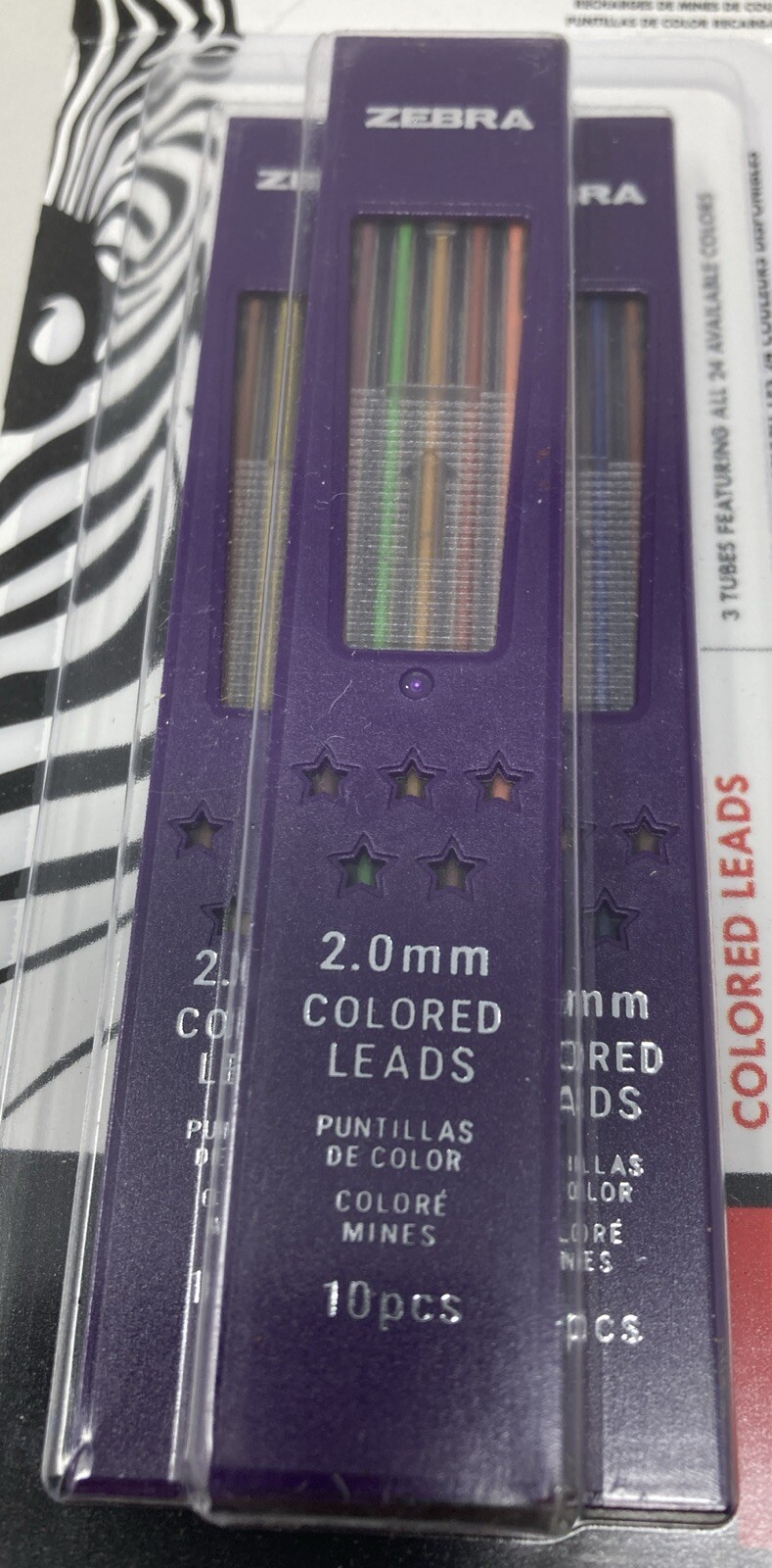 Zebra Zensations Mechanical Colored Pencil Lead Refill 2.0mm 24 Colors 30 Count