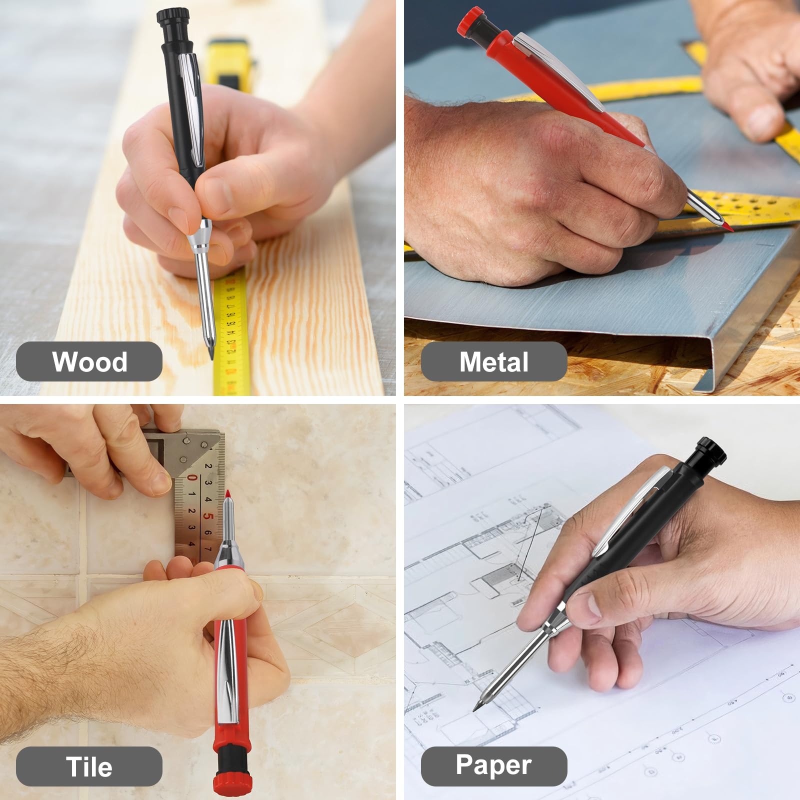 2 Carpenter Pencils Mechanical Pencils Woodworking Marking Tool 12 Refills