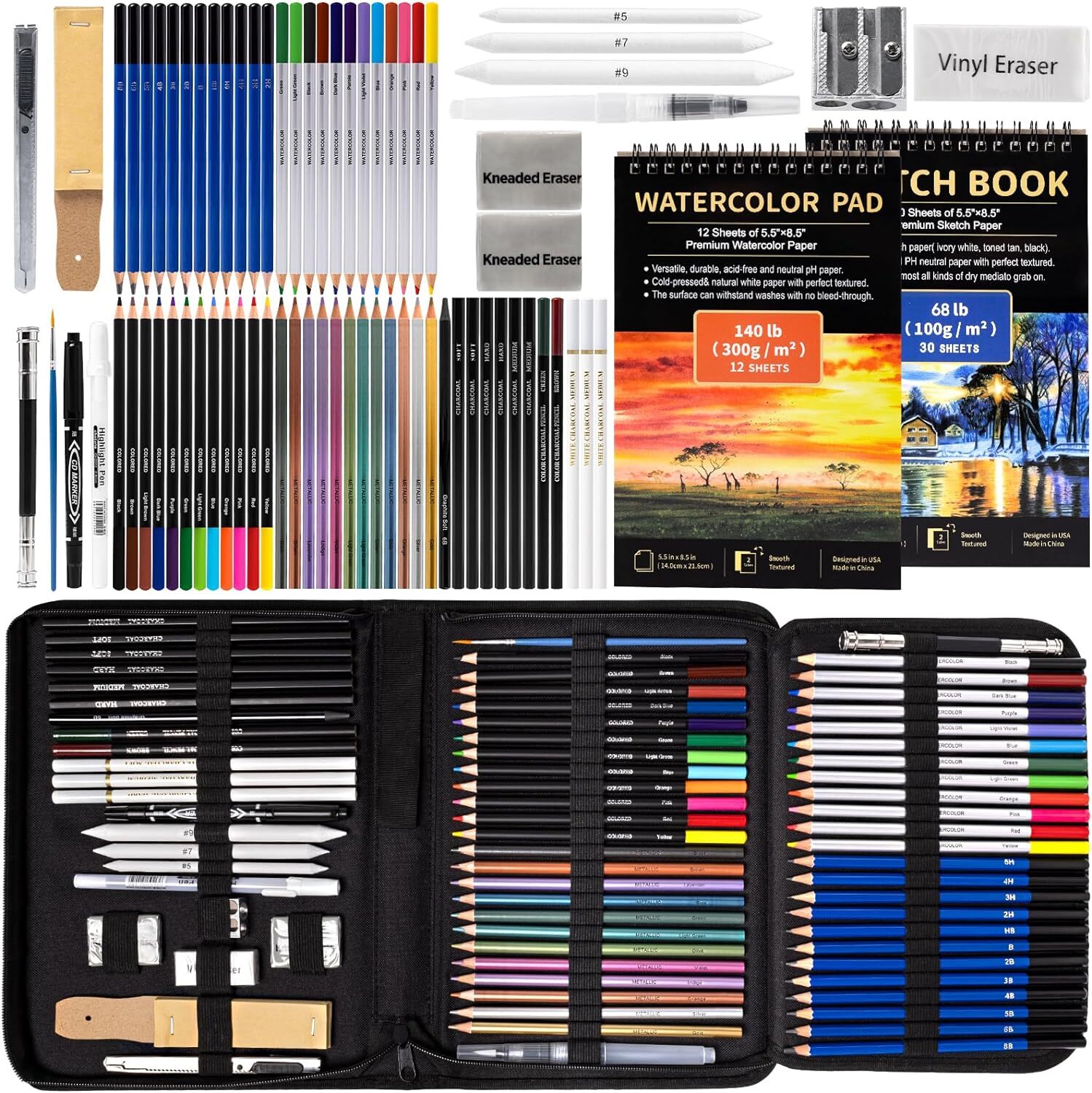Art Supplies Drawing Pencils Set – 76 Pack 76 Count (Pack of 1), Multicolor