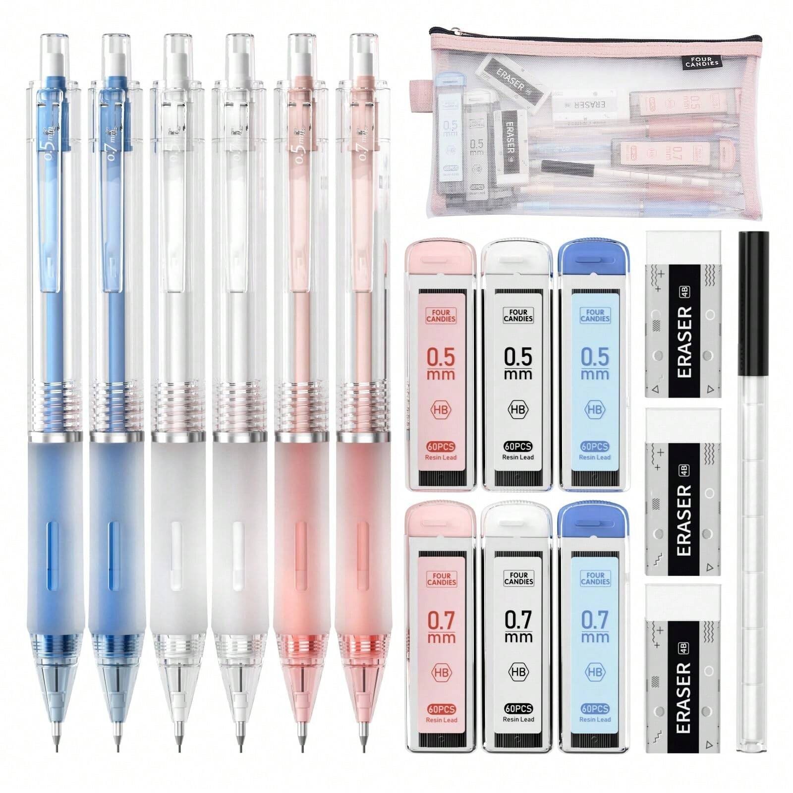 Aesthetic Mechanical Pencil Set with Case for Drawing Writing School Supplies