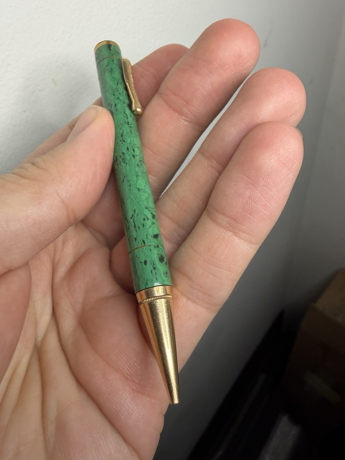 Vintage Conklin Endura Mechanical Pencil Green Marble (Missing Top Cap- READ!)