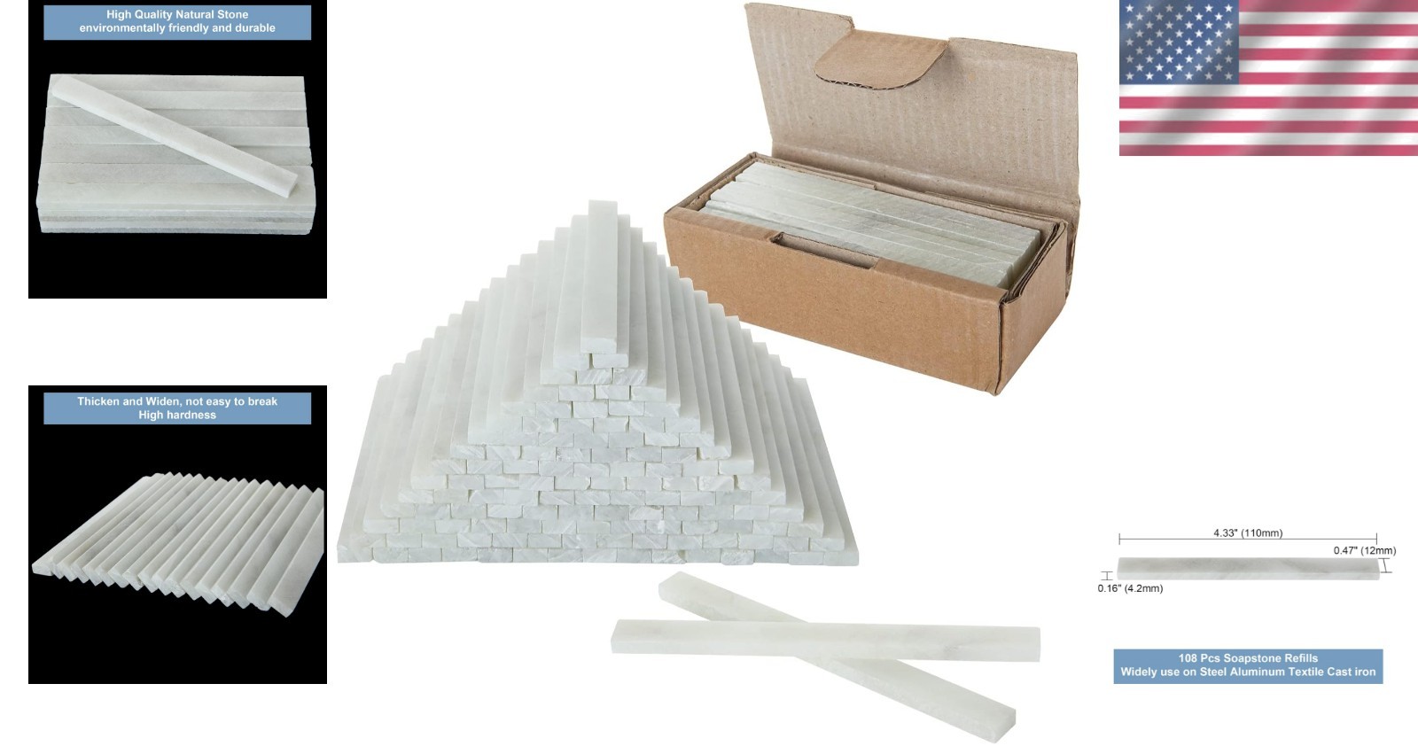 Eco-Friendly 108Pc Flat Soapstone Chalk Set for Precise Marks on Steel and Iron