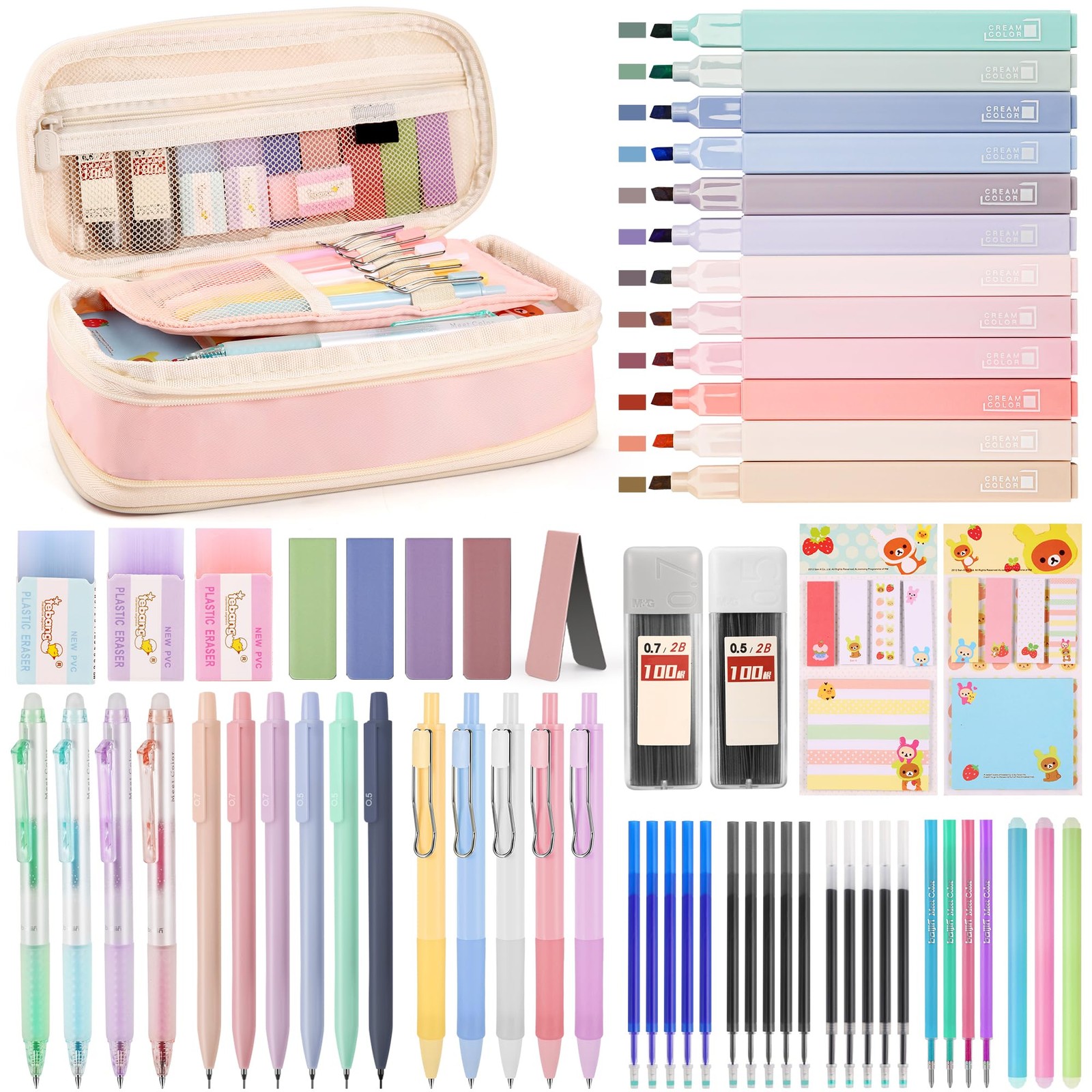 DazSirit 62 PCS Aesthetic School Supplies with Foldable Pencil Case 12 Pastel…