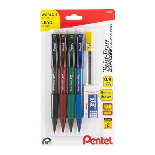 Twist-Erase EXPRESS Mechanical Pencils, (0.9mm), Assorted Barrel Colors, Pack