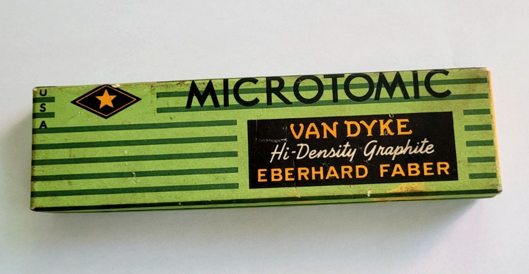 10 Vintage Van Dyke Microtomic Graphite 4H Drawing Pencils Faber #600 & Box USA