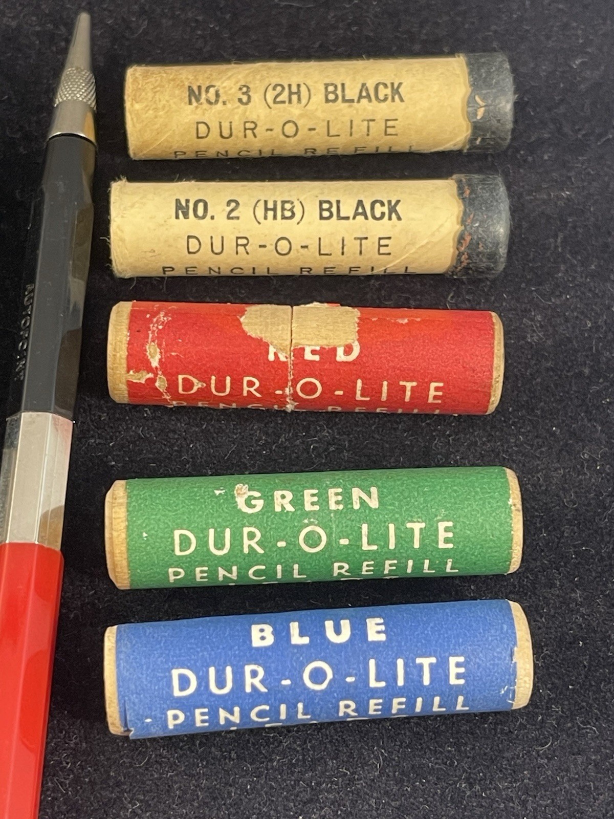 (7) Vintage 1940s / 50s Due-O-Lite Mechanical Duel End Drafting Colored Pencils