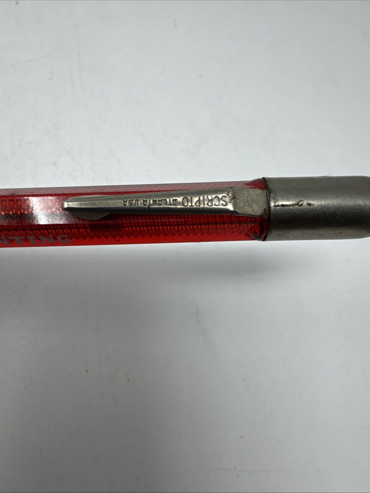 Vintage Scripto Clear Red Mechanical Advertising Pencil Walgren Printing Chicago