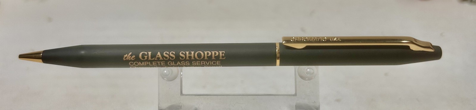 1987 Ritepoint CHROMATIC Salesman Sample GLASS SHOPPE Advertising Twist Pencil