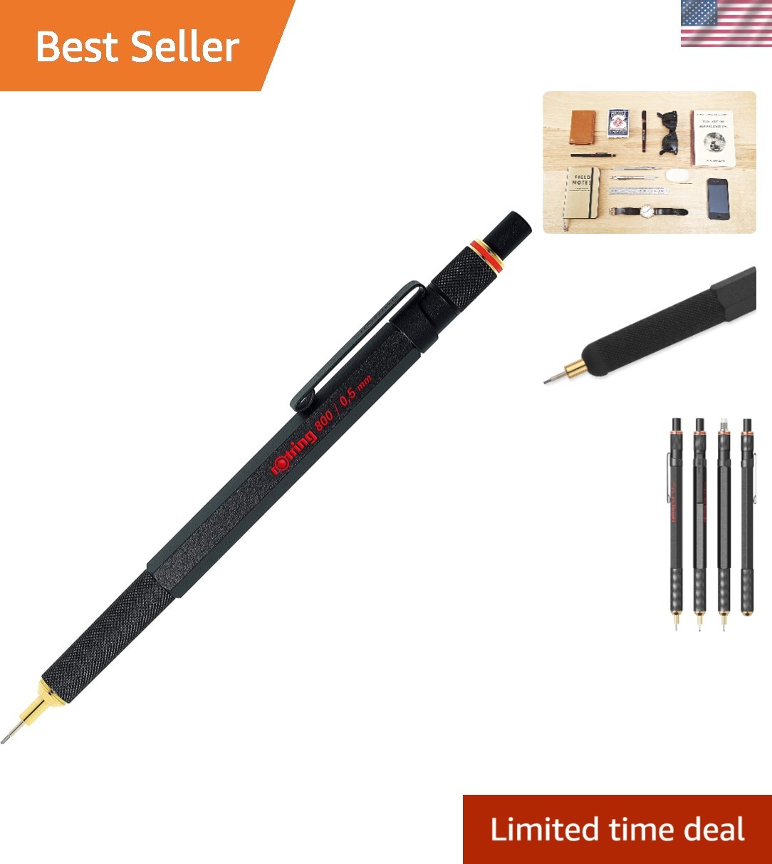Rotring 800 0.5mm Retractable Pencil – Non-Slip Grip and Precision Engineering