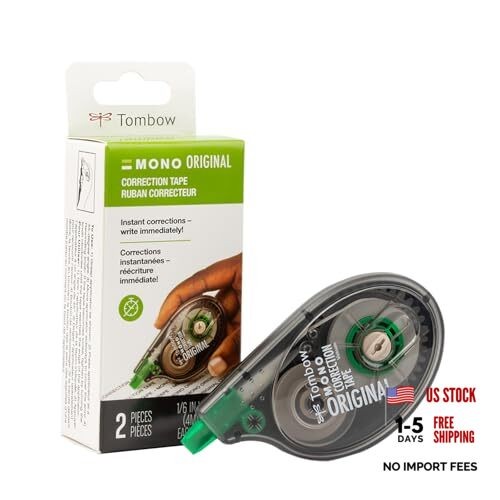 68627 MONO Correction Tape, Non-refillable, White, 1/6″ x 2 Count (Pack of 1)