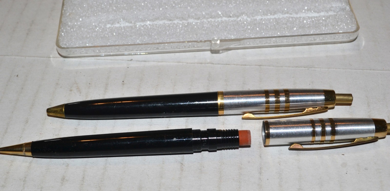 Vintage ROCKET USA Pen & Pencil Set w/ Case Ballpoint & Pencil
