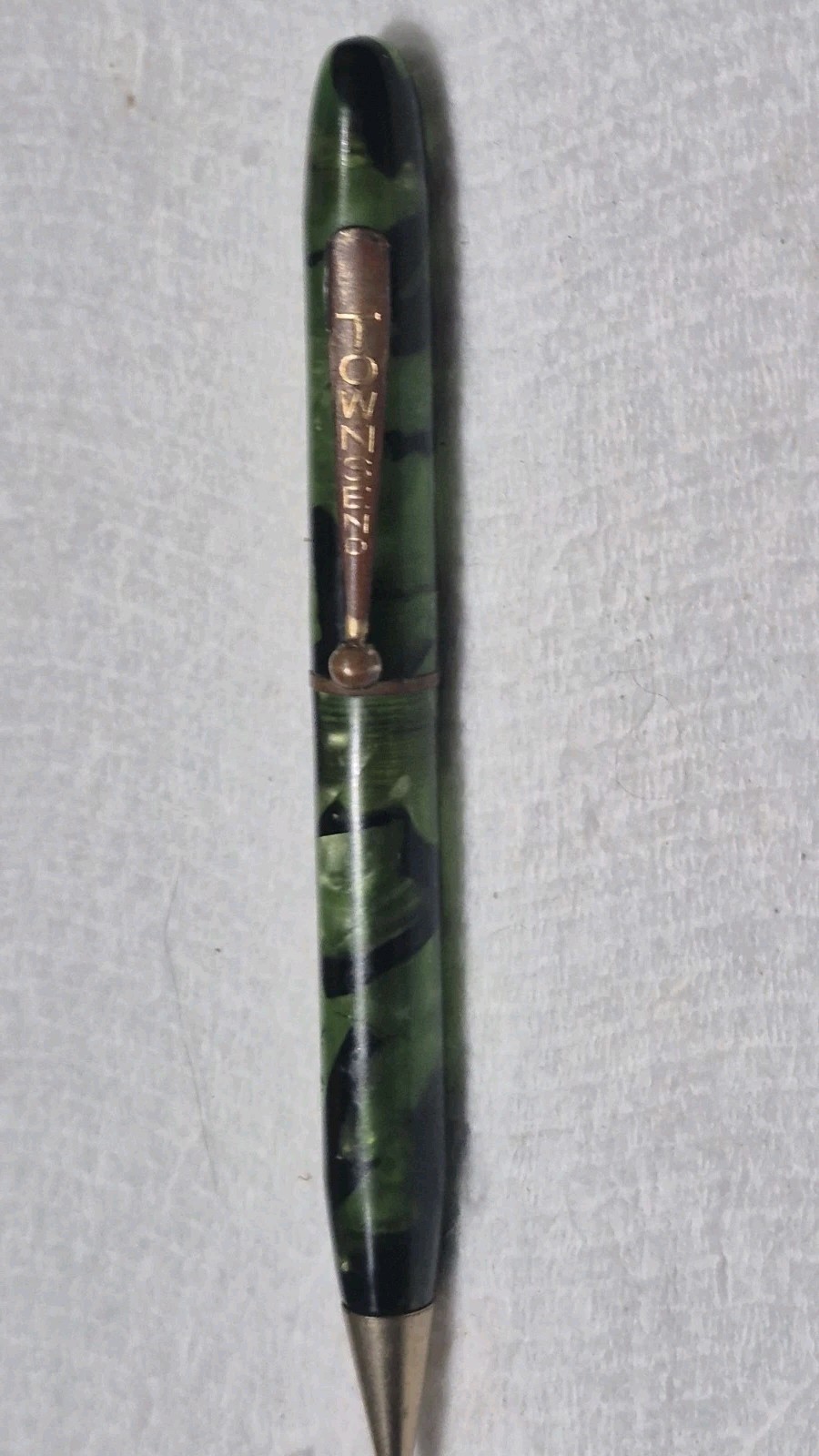 “TOWNSEND” TRANSLUCENT Greens +Black/Polished Brass Trim Working Mech Pencil