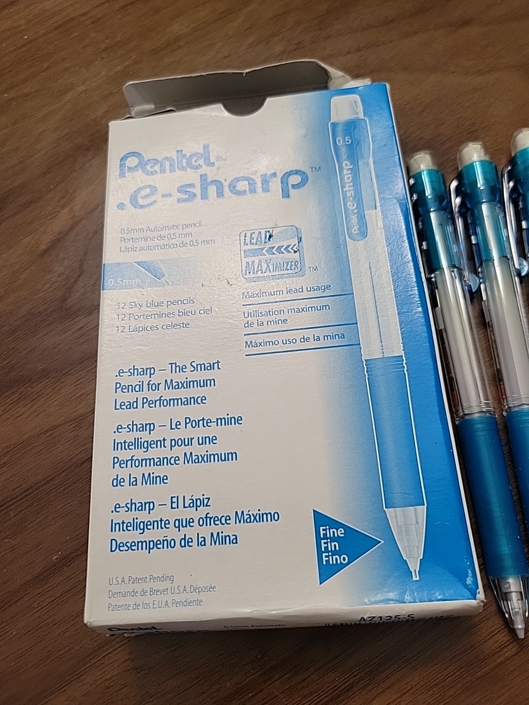 Vintage Pentel E-Sharp 0.5mm Automatic Pencil Sky Blue box of 12 AZ125-S Japan