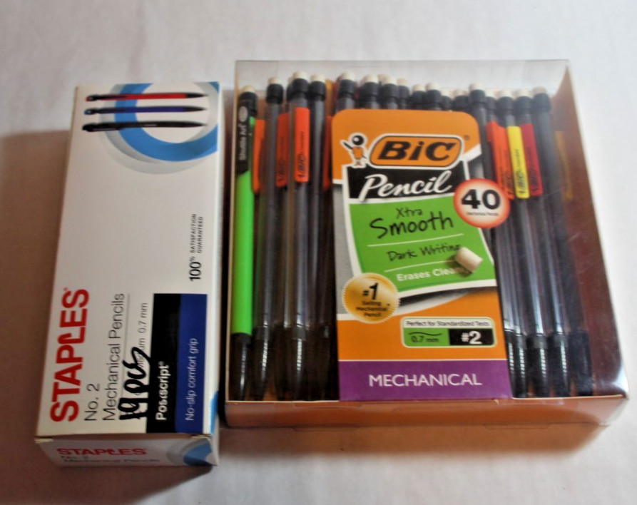 Mechanical Pencils Mixed Lot Of 19 Bic & 19 staples brand 0.7mm + some extras