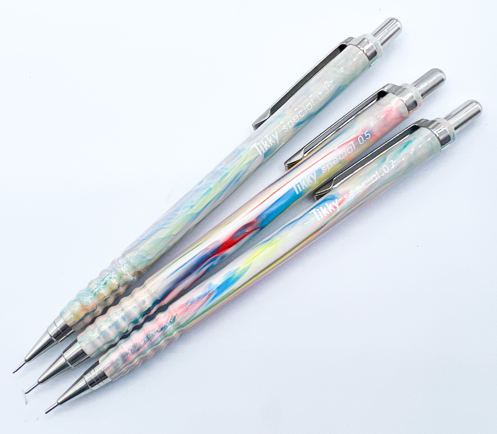 NOS rotring 3pcs tikky Special Mechanical Pencil Marble Rainbow 0.3 0.5 0.7