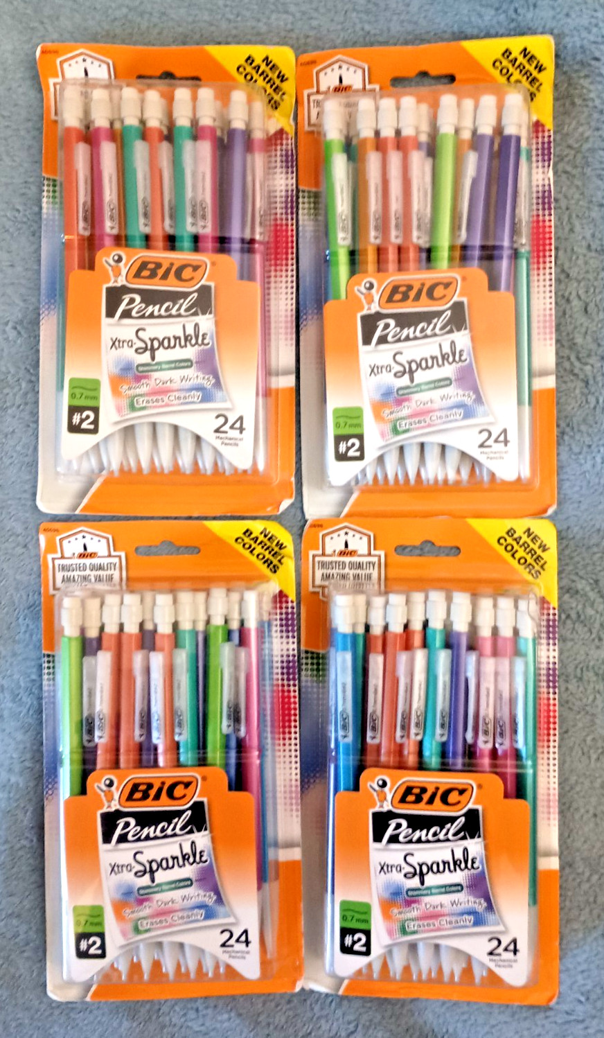 4 PACK BIC Xtra-Sparkle Mechanical #2 Pencils 0.7 mm 24 ct Each Smooth Writing
