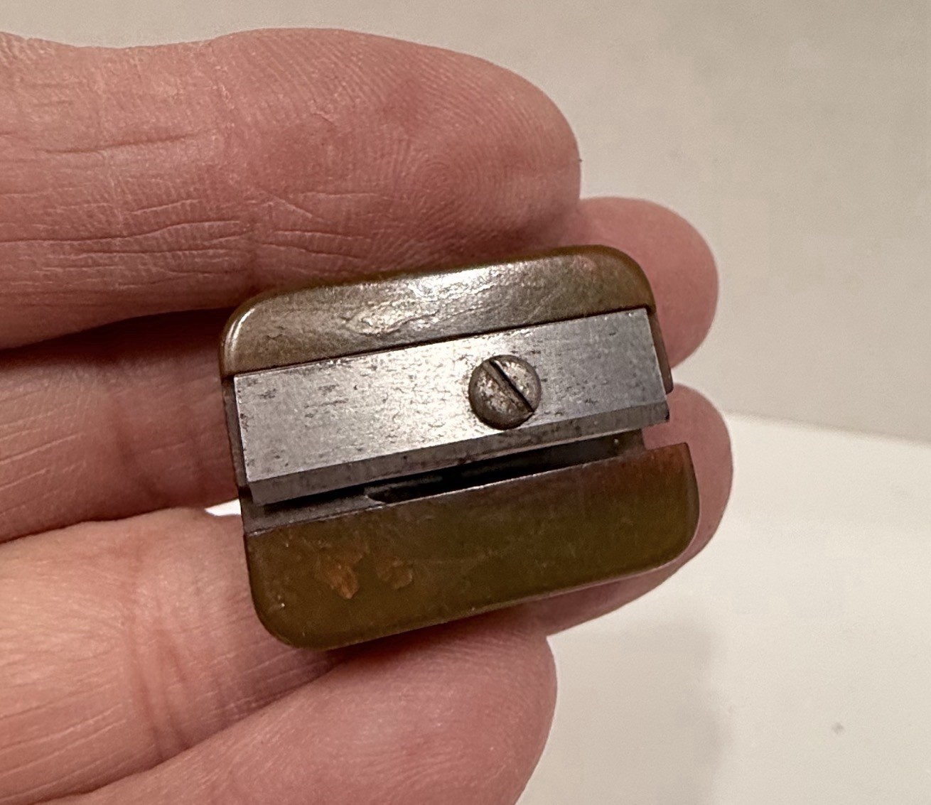 Vintage Green Marble Pencil Sharpener Heavy Early Desk Accessory Bakelite