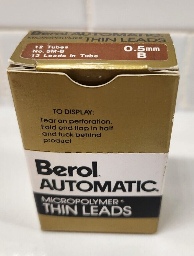 Vintage Berol Automatic Thin Leads NOS “B” 0.5mm 12 Tubes Micropolymer
