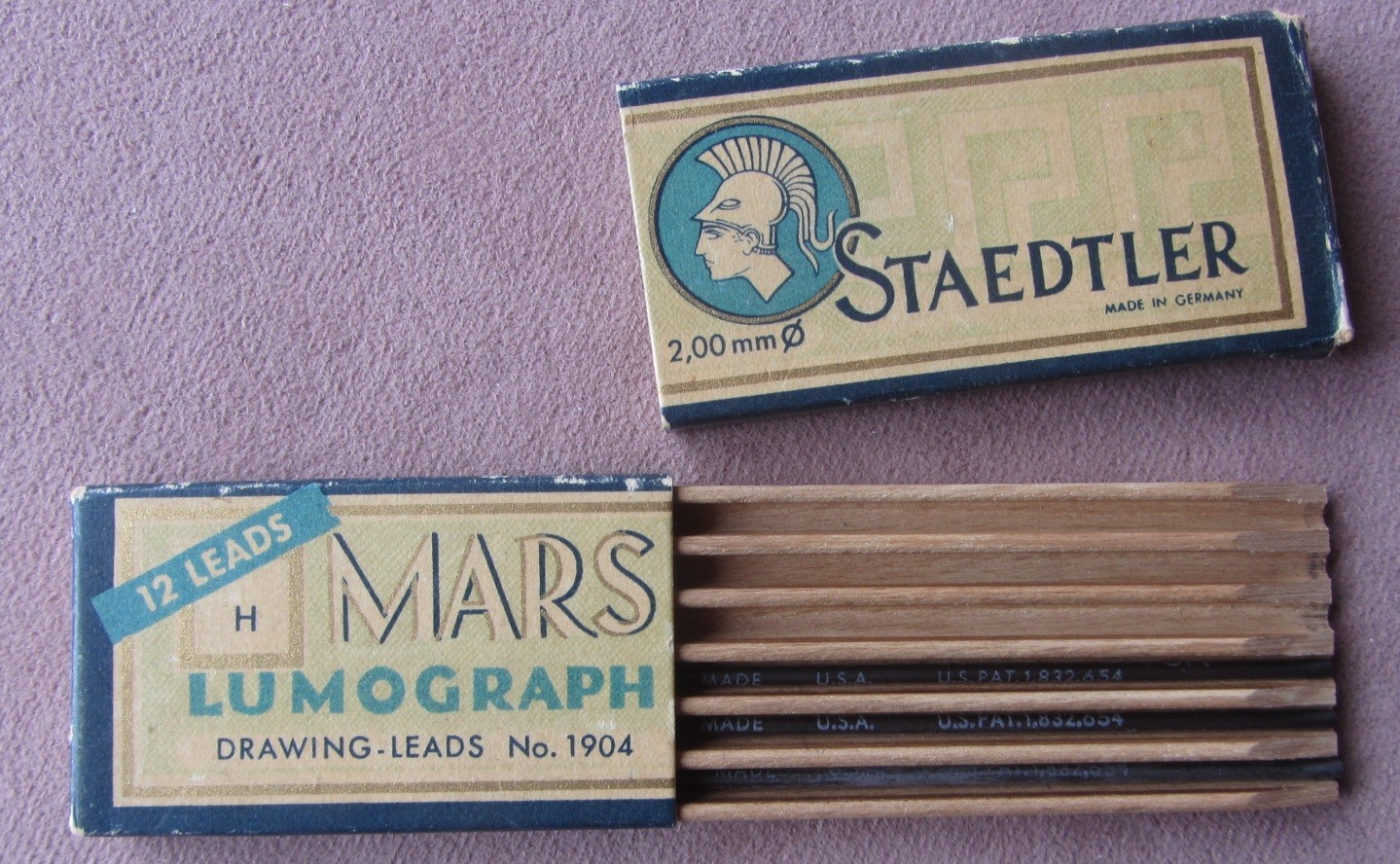 1930s Staedtler Mars Lumograph Drawing Leads No 1904 H 2.0 mm Germany Graphite