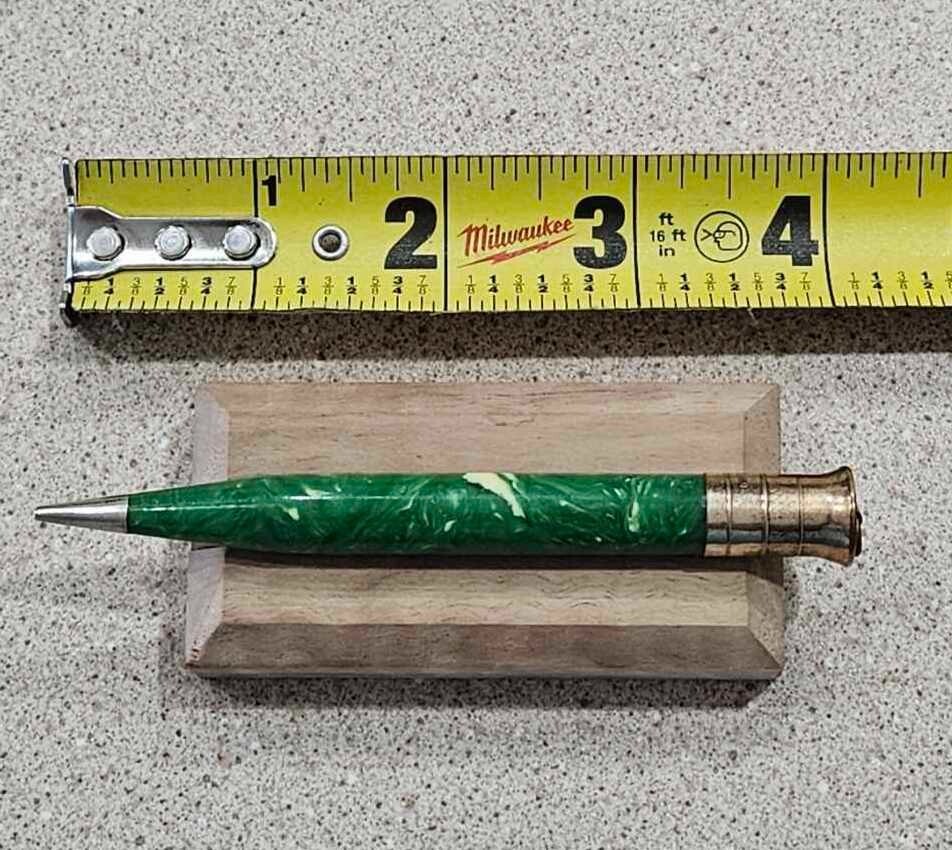 Vintage 14k Gold Filled Green Marble Vest Pendant Mechanical Pencil- Not Working