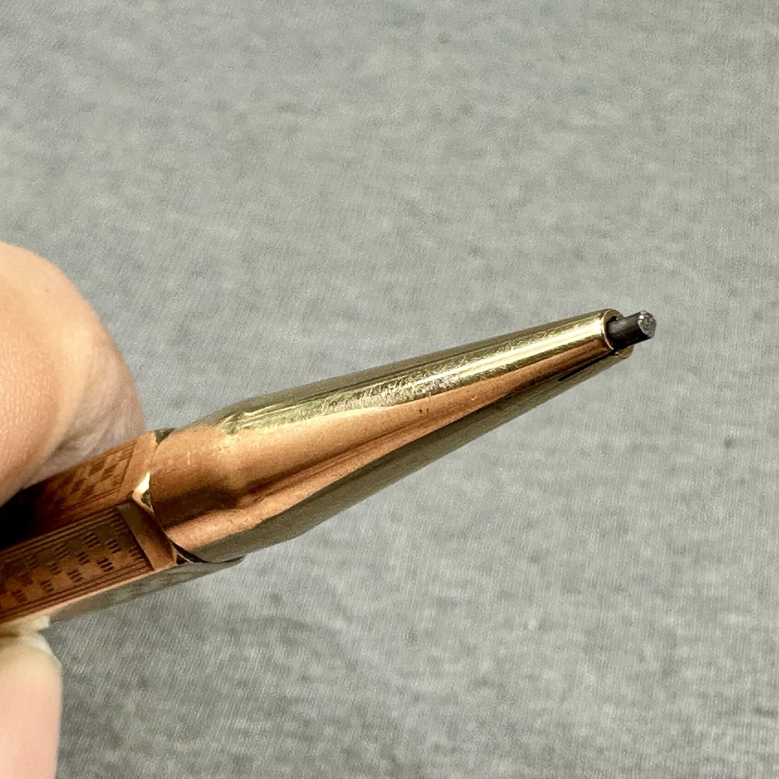 Mabie Todd & Co. Early Hexagonal Pencil Ring Top w/Bail Gold Filled Fyne Poynt