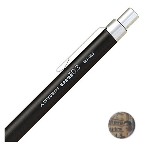Mitsubishi Pencil M3552 0.3mm Mechanical Drafting Pencil Black with Eraser