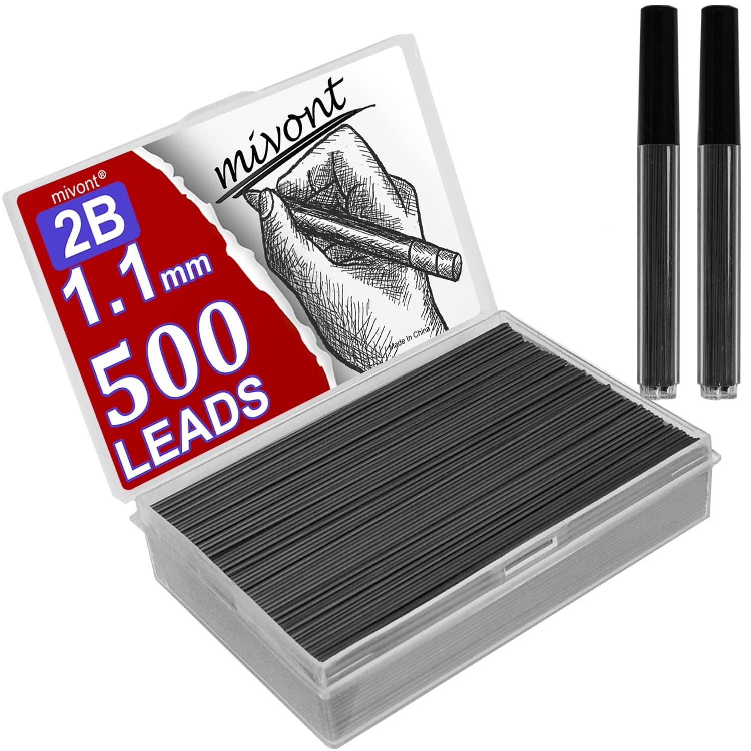 500 Pieces 1.1mm 2B Lead Refills Graphite Mechanical Pencil Break-Resistant