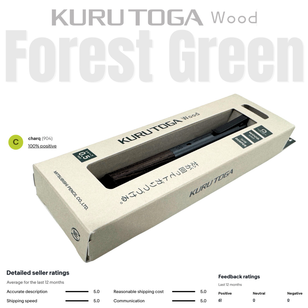 Mitsubishi Pencil Kuru Toga Wood Steel Grey 0.5mm Mechanical Pencil -NEW-