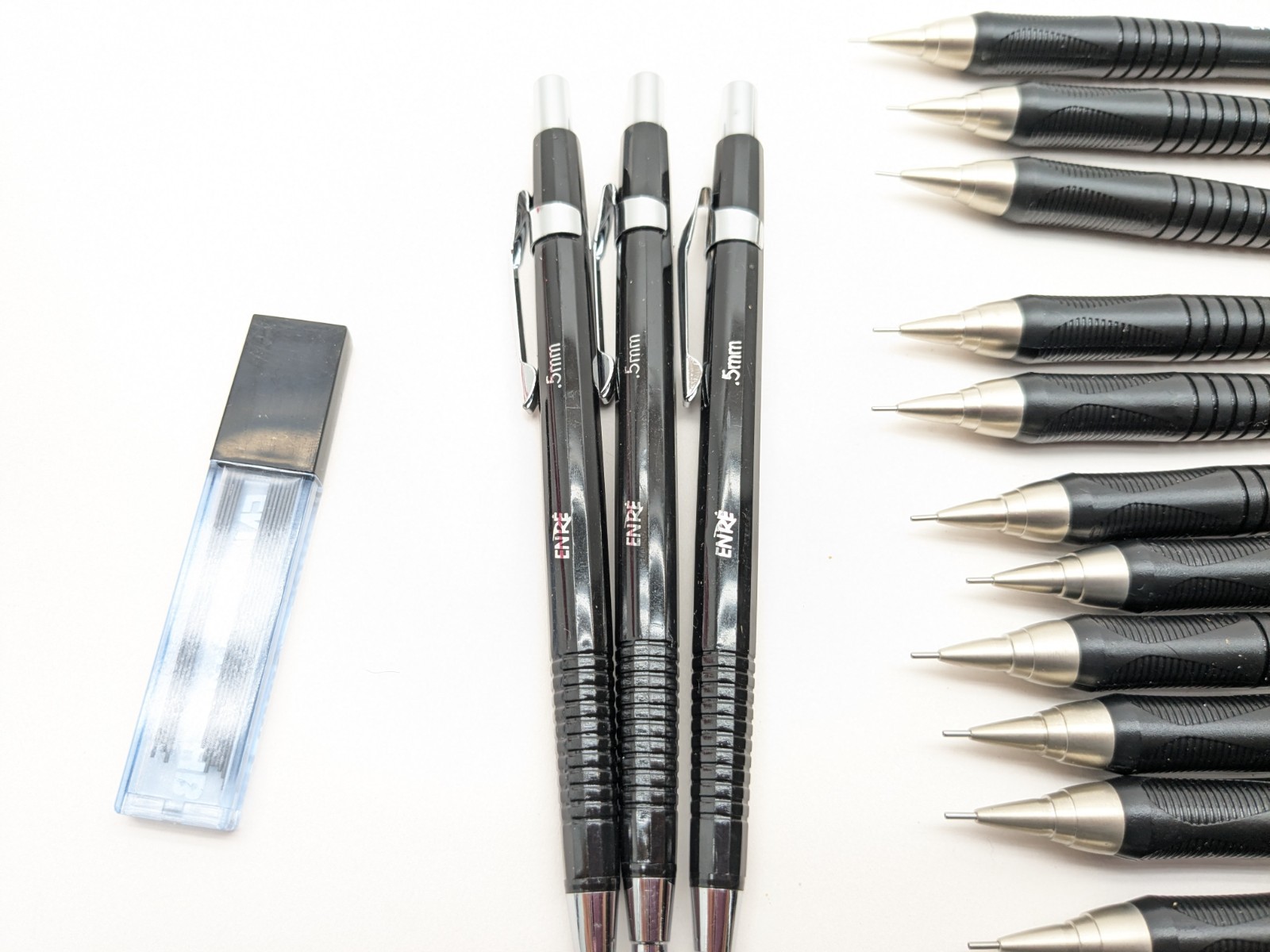 VTG ENRE Mechanical Pencil Ma – .5mm,.7mm Black/Silver Heavy Duty Lot Of 17