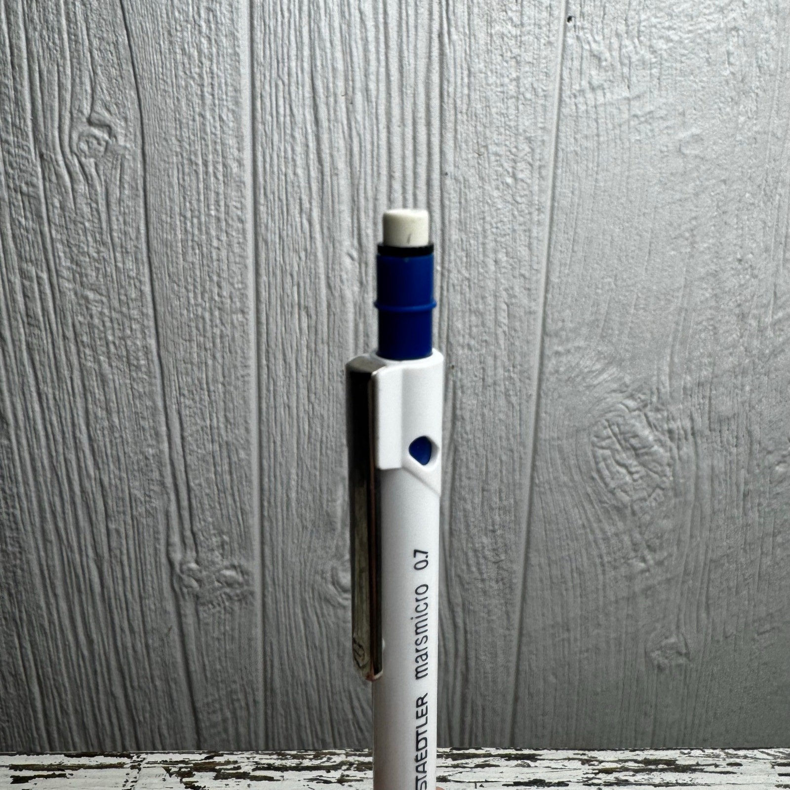 Vintage Staedtler Marsmicro Drafting Mechanical Pencil 0.7mm Germany White Blue