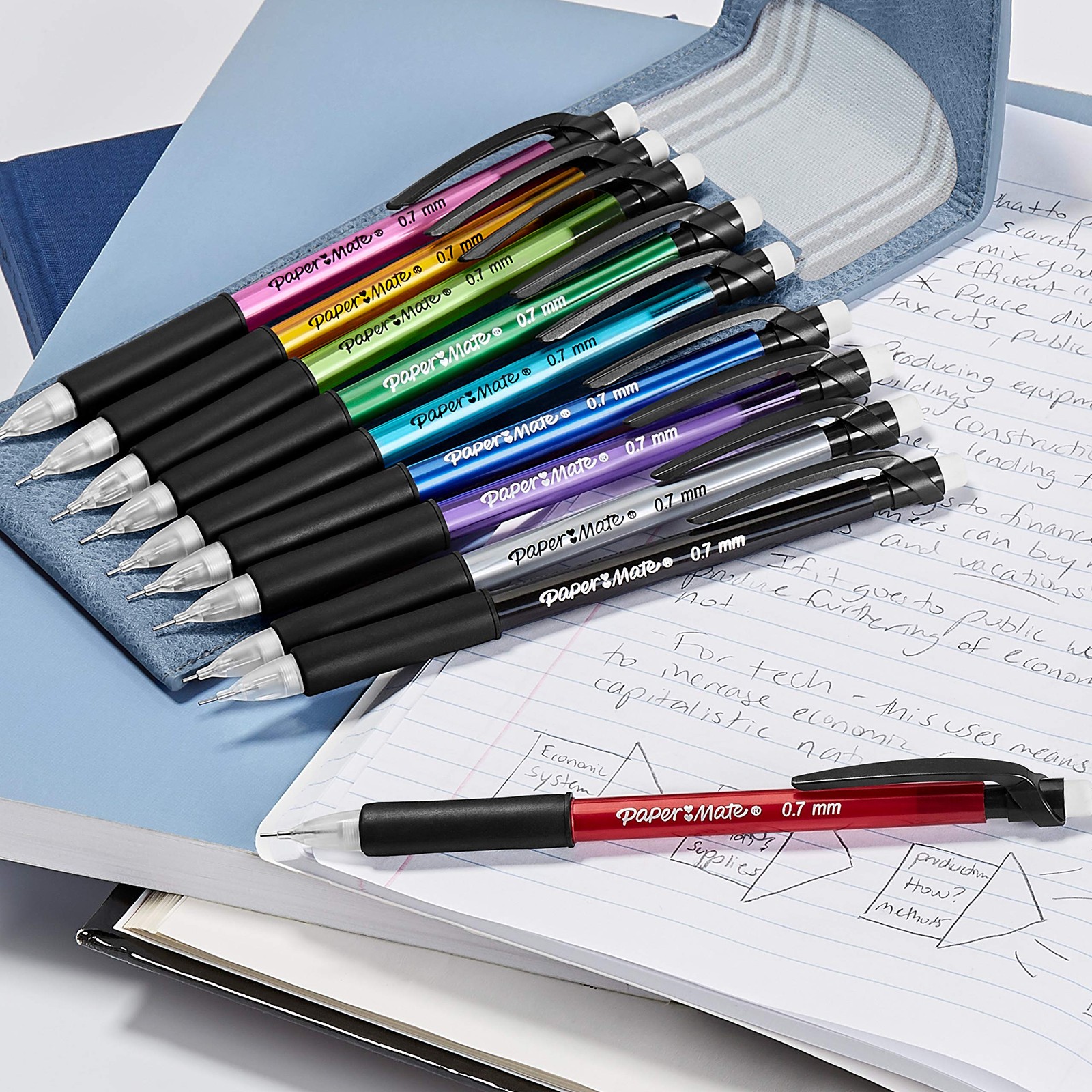 Paper Mate Mechanical Pencils Write 12 Count (Pack of 1), Green/Blue/Red