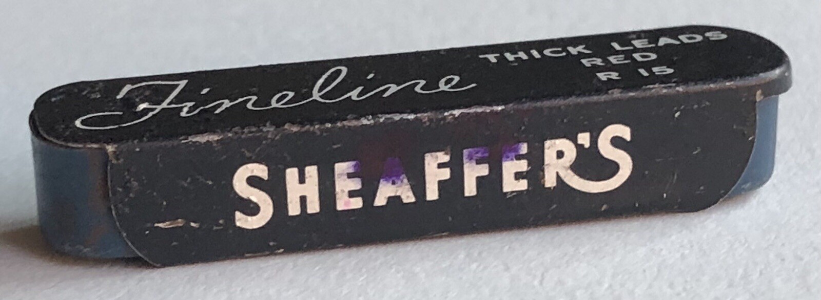 Vintage SHEAFFER Fineline Mechanical Pencil Lead RED 1.1mm Metal 8pk Tin USA