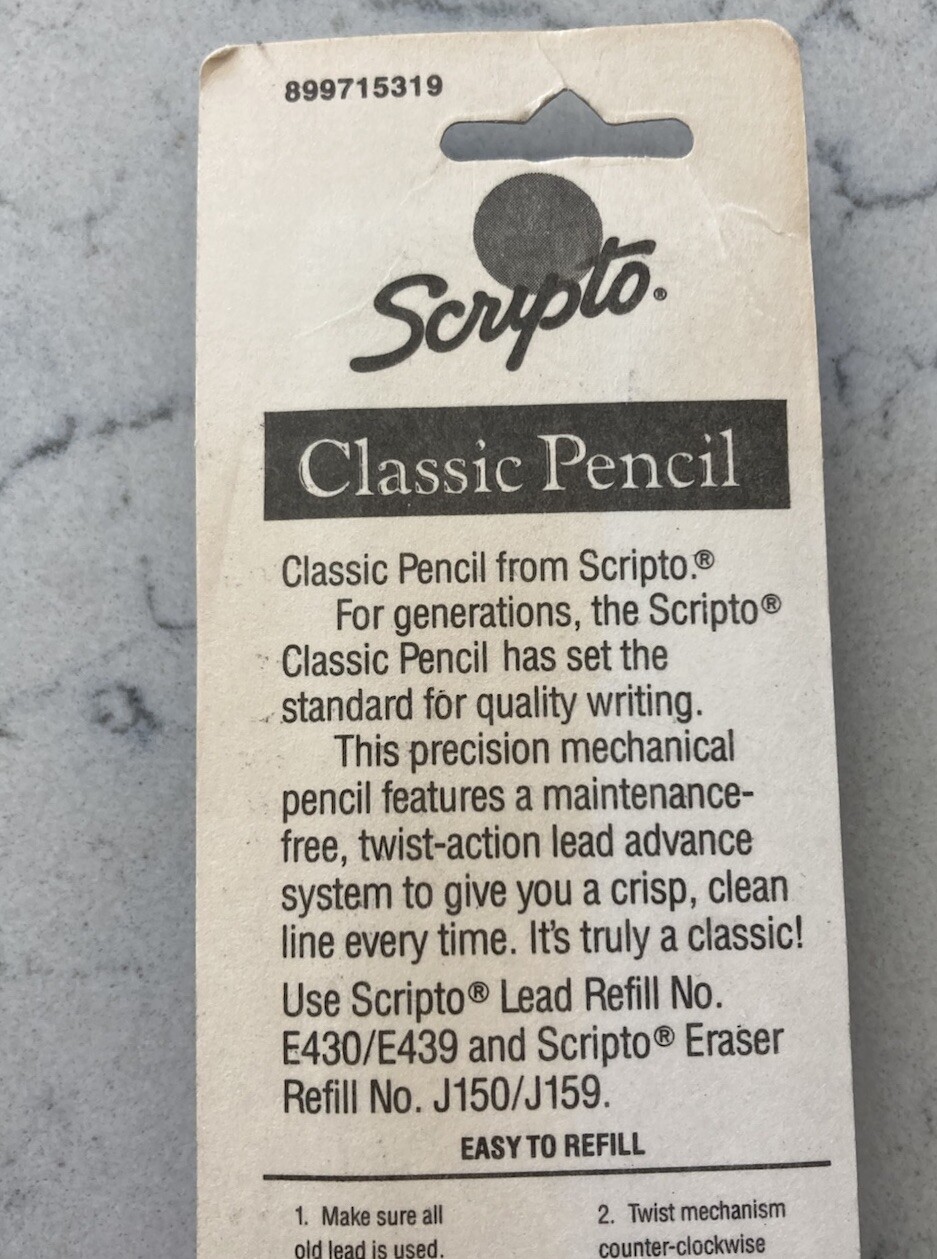 VINTAGE SCRIPTO Clasic Mechanical Twist Pencil Long Lead Clear Red 1991 NEW