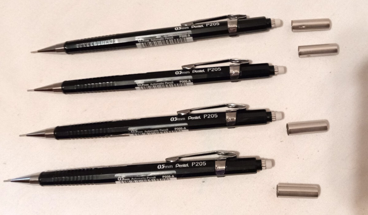 Pentel Sharp 0.5 Automatic Drafting Pencil Black Barrel NOS lot of 4