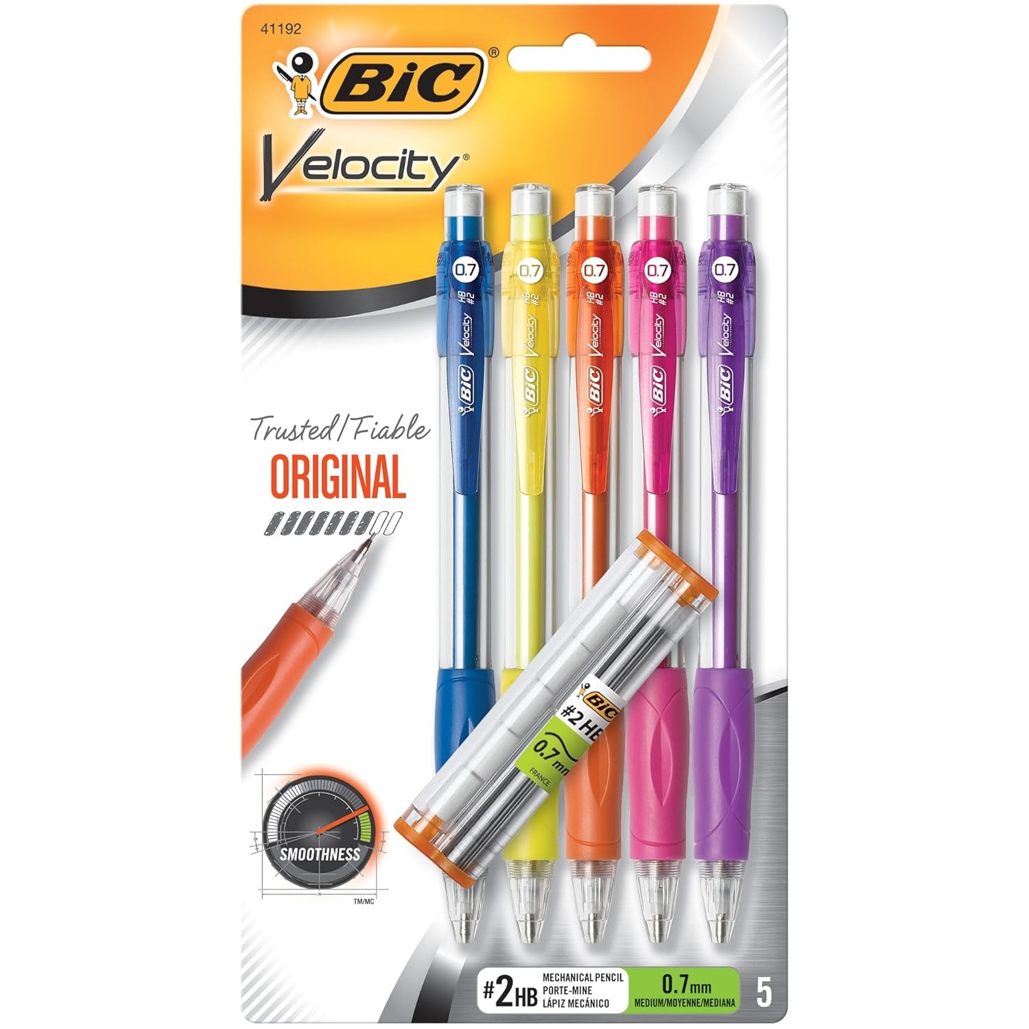 BIC Velocity Mechanical Pencils, Colorful Barrels, Medium Point, 5-Count | 0.7mm